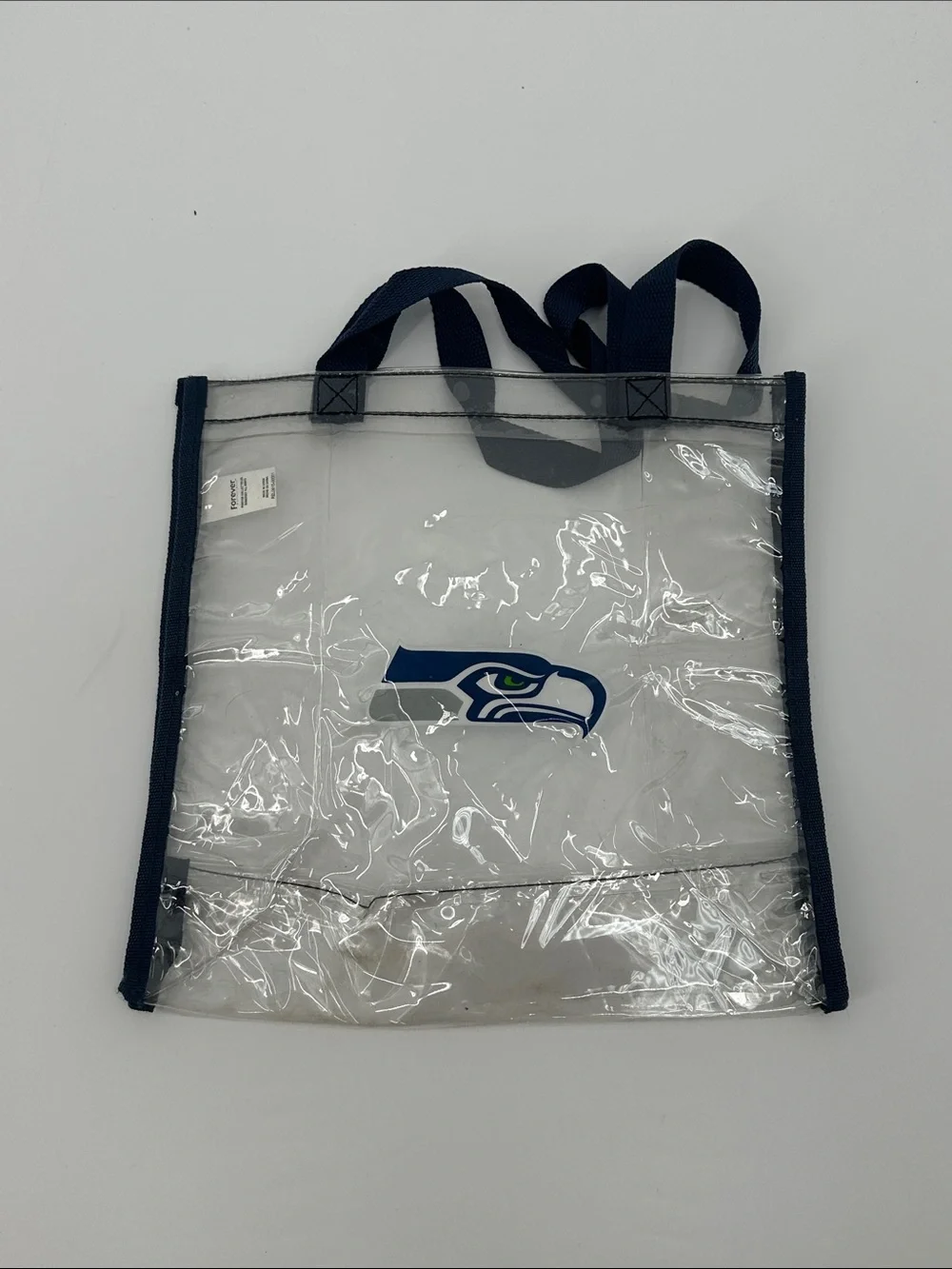 NFL Seattle Seahawks Clear Tote with Navy Trim and Logo